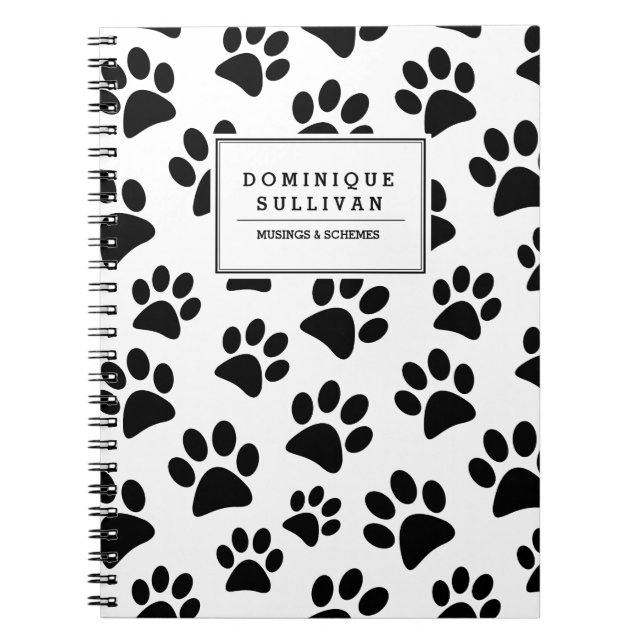 Cuaderno personalizado impresión negra de la pata (Frente)
