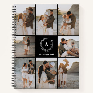 Cuaderno Personalizado Iniciales Elegante collage de fotos 