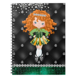 Cuaderno Personalizado Irlandés Dance Redhead Chica Green, 