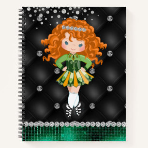 Cuaderno Personalizado Irlandés Dance Redhead Chica Green,