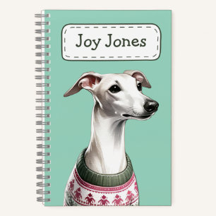 Cuaderno Personalizado Italiano Greyhound Watercolor Xmas S