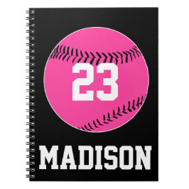 Cuaderno Personalizado Jersey Number Pink Sofball Player Sp