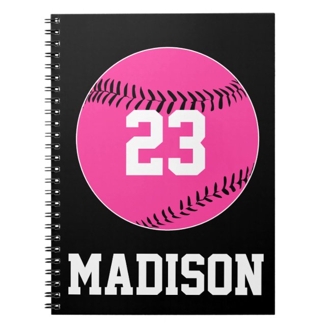 Cuaderno Personalizado Jersey Number Pink Sofball Player Sp (Frente)