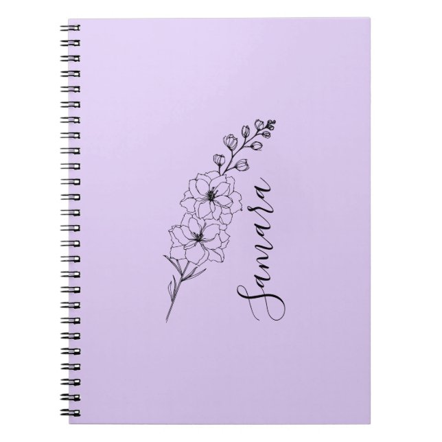 Cuaderno Personalizado Julio Delphinium Birth Flower Gift p (Frente)
