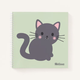 Cuaderno Personalizado Kawaii Gato Gris Sage