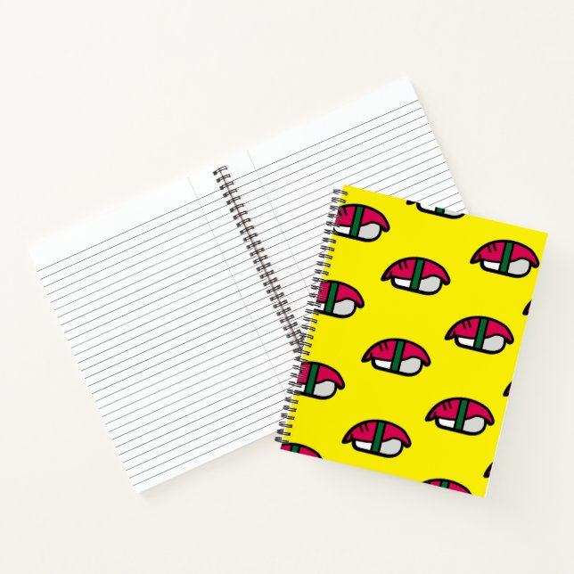 Cuaderno Personalizado Kawaii Sushi, Arroz de Pescado y Alg (Interior)