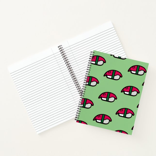 Cuaderno Personalizado Kawaii Sushi, Arroz de Pescado y Alg (Interior)