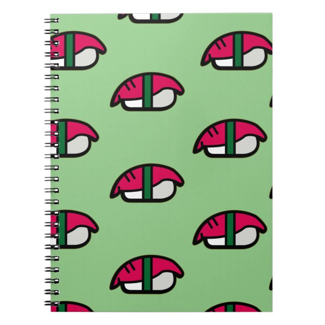 Cuaderno Personalizado Kawaii Sushi, Arroz de Pescado y Alg (Frente)
