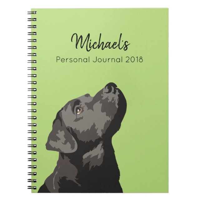 Cuaderno personalizado Labrador negro del diario (Frente)