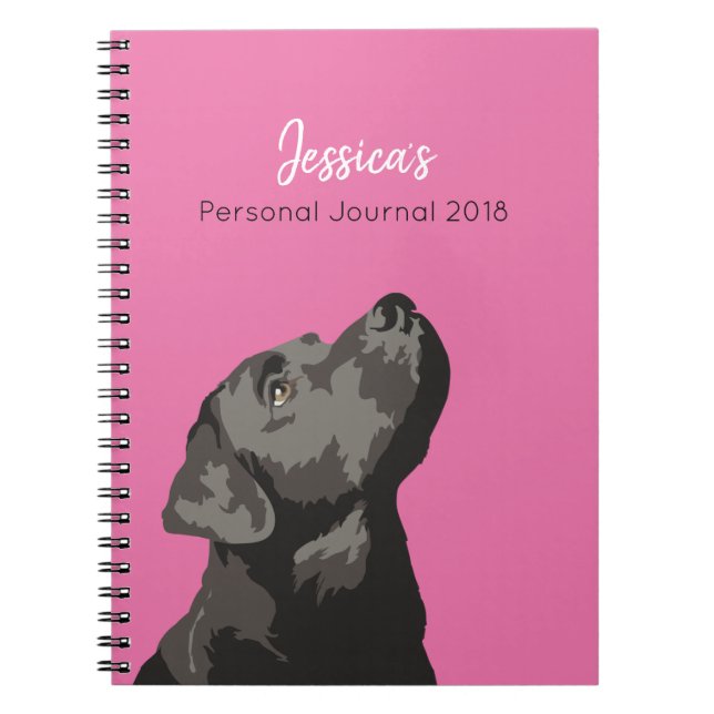 Cuaderno personalizado Labrador negro del diario (Frente)