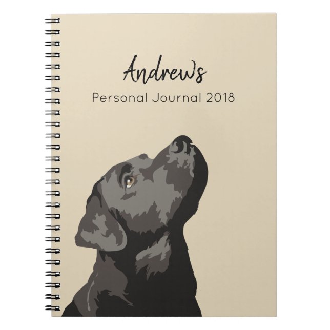 Cuaderno personalizado Labrador negro del diario (Frente)