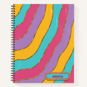 Cuaderno Personalizado Lilac Blue Yellow Pink Groovy Gold S