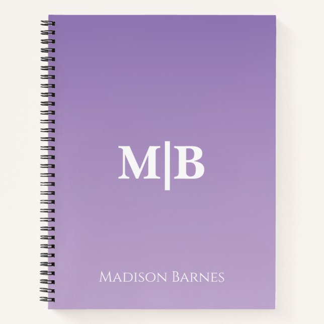 Cuaderno Personalizado Lilac Monograma Nombre (Anverso)