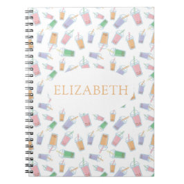 Cuaderno Personalizado lindo burbuja té Boba Pastel