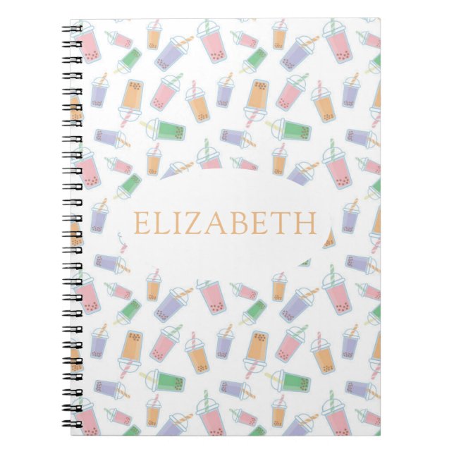 Cuaderno Personalizado lindo burbuja té Boba Pastel (Frente)