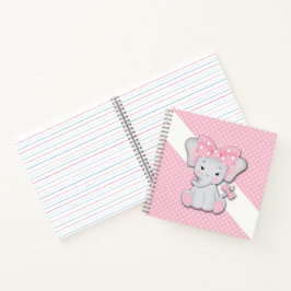 Cuaderno Personalizado lindo elefante bebé en una polka bla