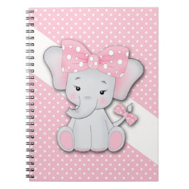 Cuaderno Personalizado lindo elefante bebé en una polka bla