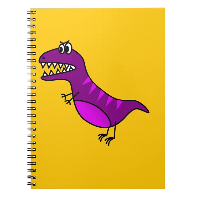 Cuaderno Personalizado lindo enojado de dinosaurio morado (Frente)