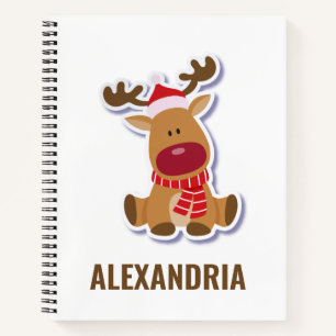 Cuaderno Personalizado lindo reno Rudolph Navidades de Sant
