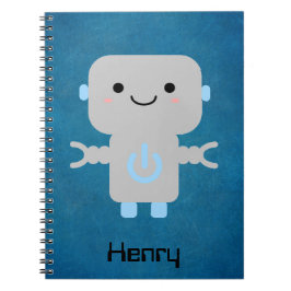 Cuaderno Personalizado lindo Robot Blue
