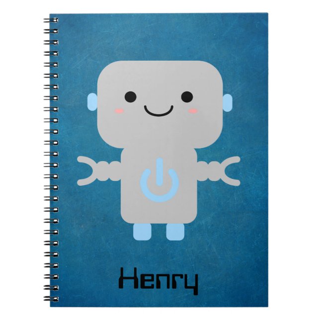 Cuaderno Personalizado lindo Robot Blue (Frente)