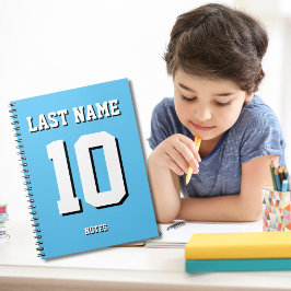 Cuaderno Personalizado Luz Azul Apellido Deportivo Número d