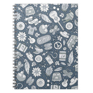 Cuaderno Personalizado manual de doodles hippie sin fisuras