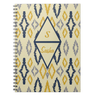 Cuaderno Personalizado marroquí Ikat Blue Yellow
