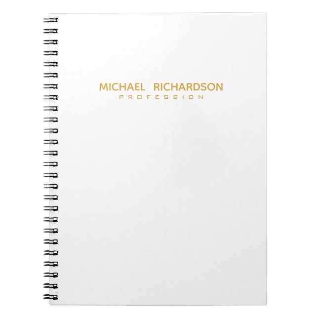 Cuaderno Personalizado Masculino Sofisticado de Oro Blanco (Frente)