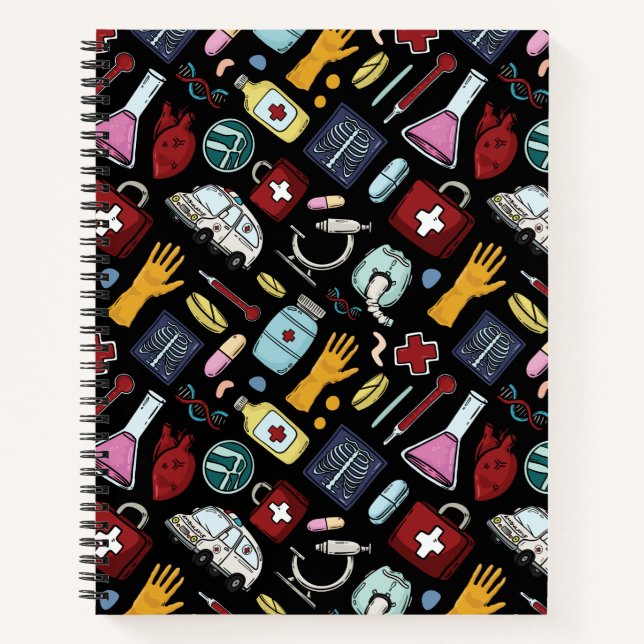 Cuaderno Personalizado médica médico patrón de ciencias de  (Anverso)
