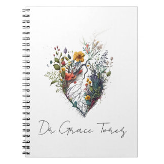 Cuaderno Personalizado Médico Anatómico Heart Wildflower
