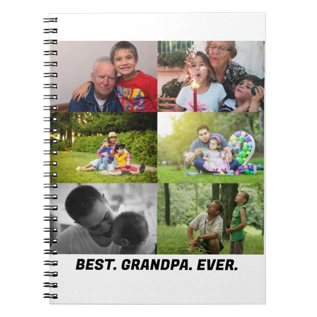 Cuaderno Personalizado Mejor abuelo jamás 6 collage de foto (Frente)
