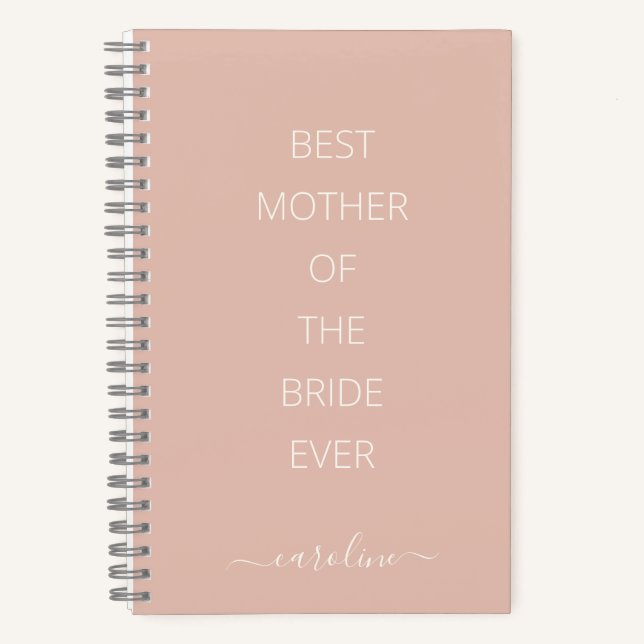 Cuaderno Personalizado Mejor Madre de Novia Moderna Rosa Ru (Anverso)