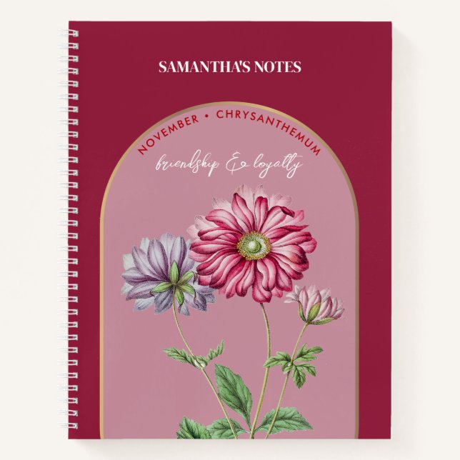 Cuaderno Personalizado Mes de la Flor de Nacimiento Noviemb (Anverso)