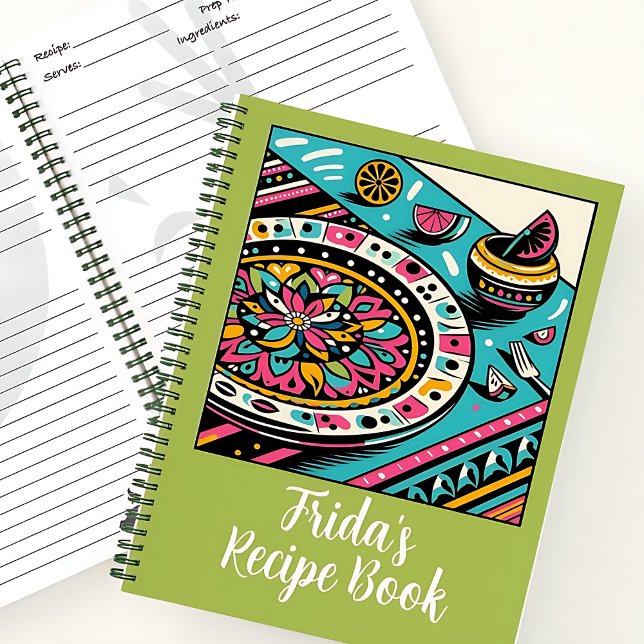 Cuaderno Personalizado Mexicano Mesa Vibrante Lime Recipe L (Custom Mexican Table Vibrant Lime Recipe Book)