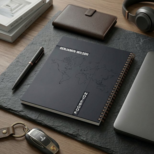 Cuaderno Personalizado Minimalista Blanco y Negro (Black & White Minimalist Custom Name Notebook
)