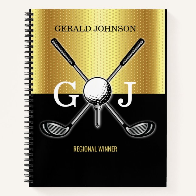 Cuaderno Personalizado minimalista Elegant Golf Monograma (Anverso)