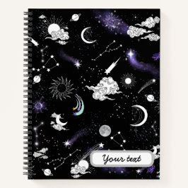 Cuaderno Personalizado Modern Cute Galaxy estrellas del cie