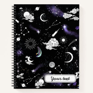 Cuaderno Personalizado Modern Cute Galaxy estrellas del cie
