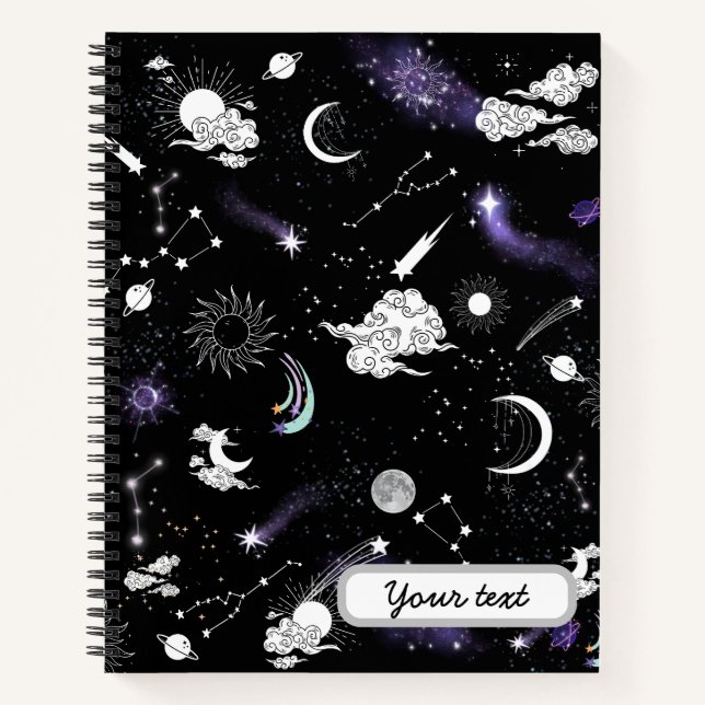 Cuaderno Personalizado Modern Cute Galaxy estrellas del cie (Anverso)