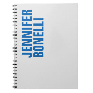 Cuaderno Personalizado Modernista Minimalista Texto Azul en