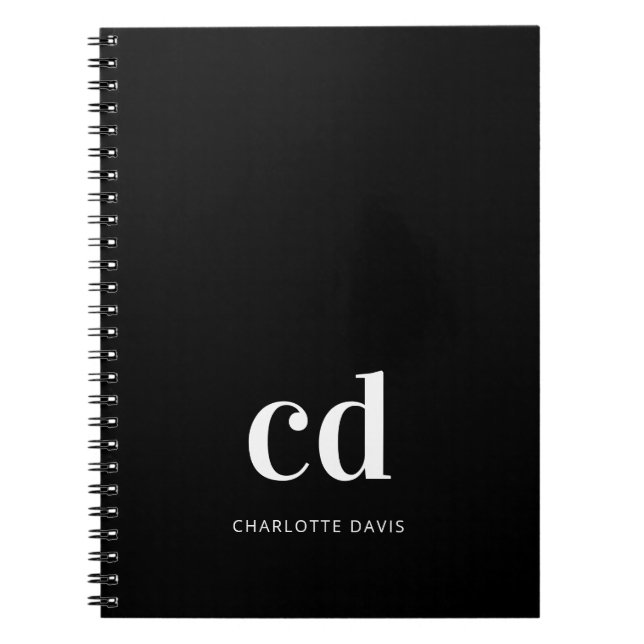 Cuaderno Personalizado moderno con iniciales en monograma b (Frente)