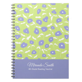Cuaderno Personalizado Moderno de Flores Azules y 