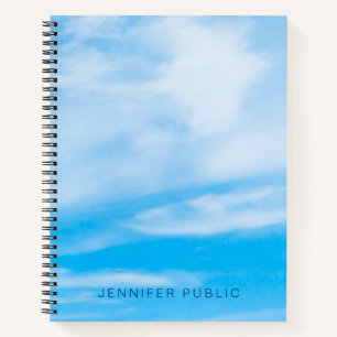 Cuaderno Personalizado moderno de nubes blancas cielo azul 