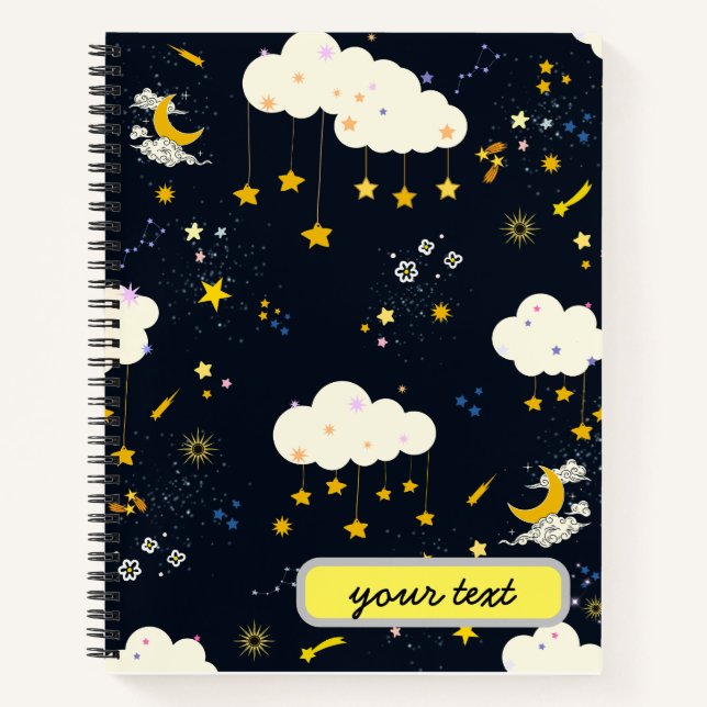 Cuaderno Personalizado Moderno Guay mágicas estrellas del c (Anverso)