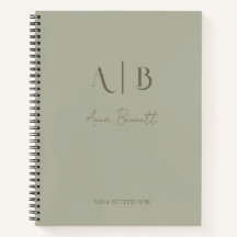 Personalizado moderno Monograma Nombre Dusty Sage