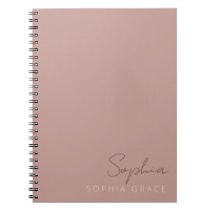 Cuaderno Personalizado Moderno Script Manuscrito Polvo Rosa