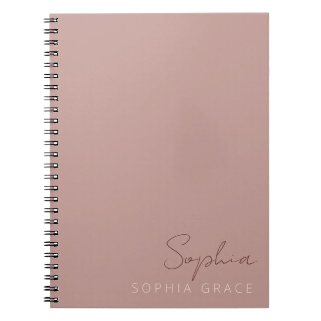 Cuaderno Personalizado Moderno Script Manuscrito Polvo Rosa (Frente)