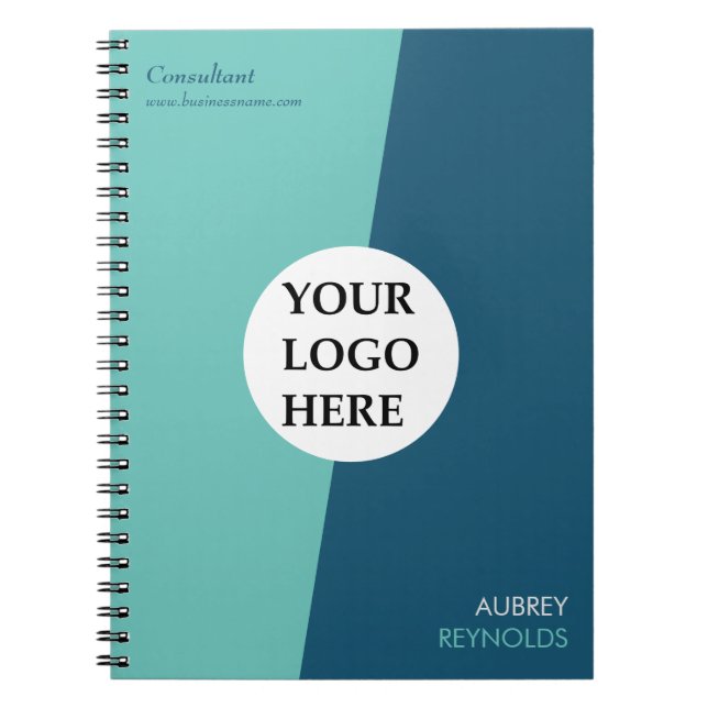 Cuaderno Personalizado moderno simple azul verde profesiona (Frente)