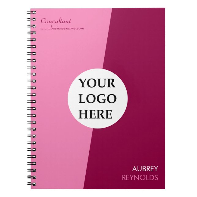 Cuaderno Personalizado moderno simple profesional rosa (Frente)